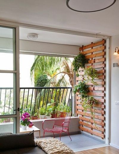 jardim vertical em varanda com treliça