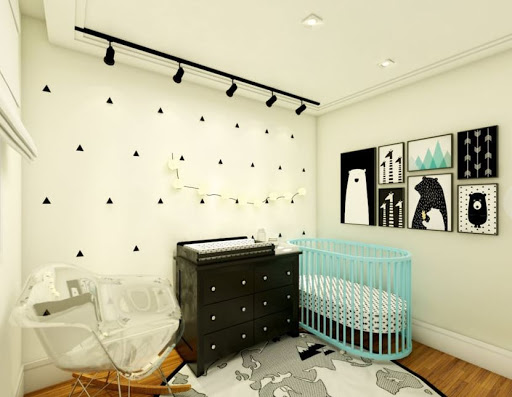 quarto de bebê minimalista com spots